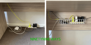 DIY under desk cable management tray NZ before and after