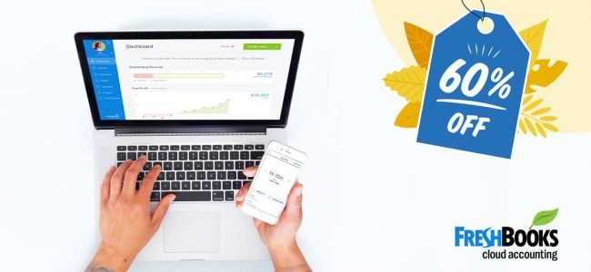 The FreshBooks 60% off discount offer FreshBooks-Accounting-Mobile-App-Desktop-60-off-1200x628